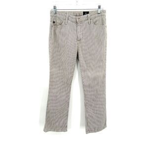AG ADRIANO GOLDSCHMIED Gray White Stripe Jodi High Rise Slim Flare Crop Pants 28